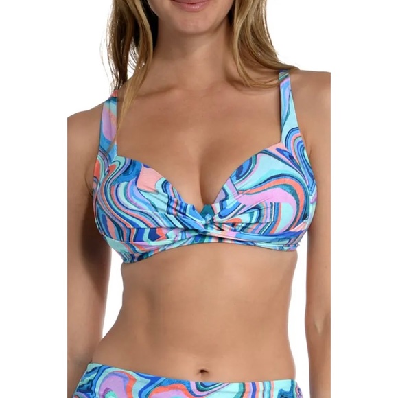 La Blanca Crystal Cove Twist Front Push-up Crossback Bikini Set - Picture 3 of 7